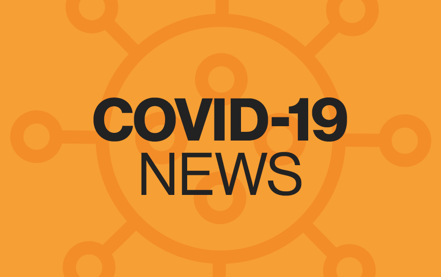 Black text reading Covid-19 news on orange background