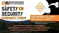 Safety & Security Community Forum Sept. 27 2022 6:30pm at BHS