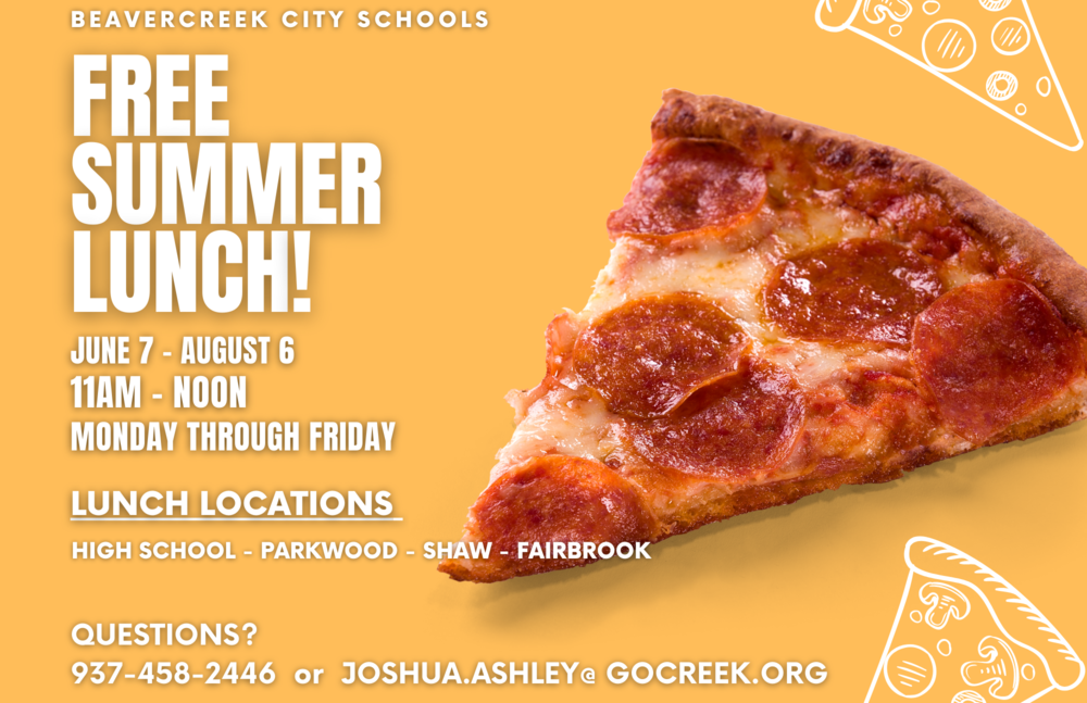 free summer lunch june 7-aug 6 11am-12pm