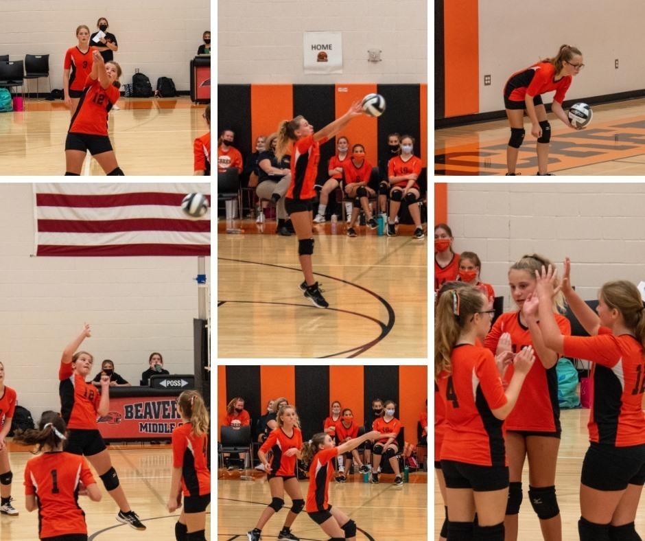 Collage of volleyball players serving