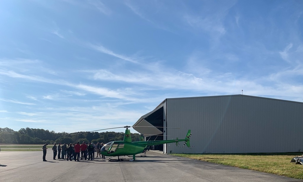 Students tour helicopter and hangar