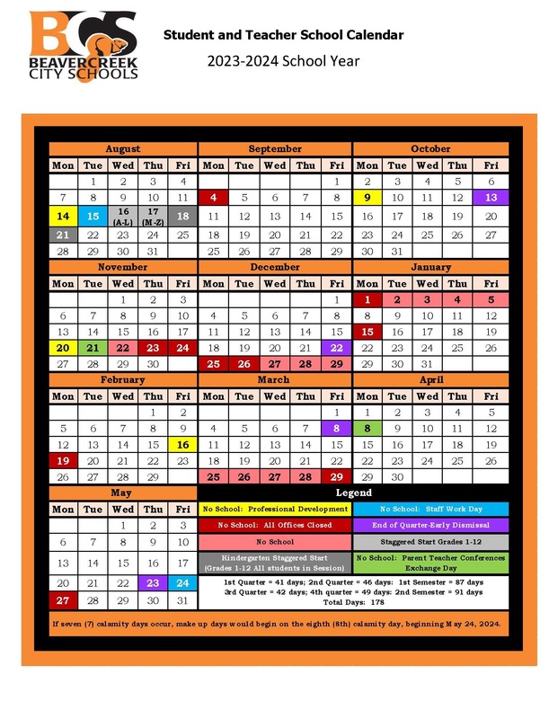 2023-2024 Calendar | Beavercreek City Schools