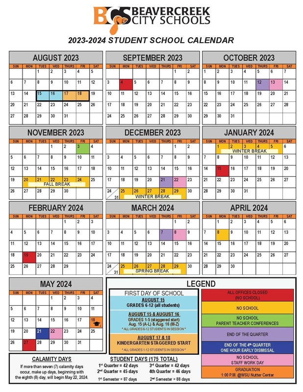 20232024 Calendar Beavercreek City Schools